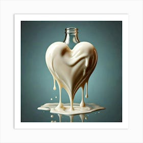 Firefly Heart, Shaped, Dripping, Milk, Bottle, Liquid, Creative, Artistic, Surreal, Conceptual, Flui (1) Art Print