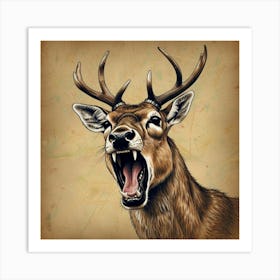 Deer Roaring Art Print