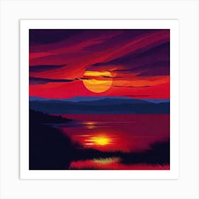 Sunset Over The Lake 20 Art Print