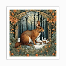 Rabbits In The Woods Art Print