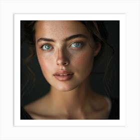 Portrait Of A Woman With Freckles Art Print