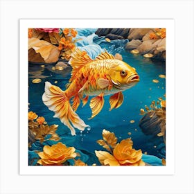 Gold Fish In A Pond Art Print