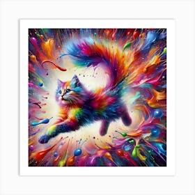 Rainbow Cat Art Print