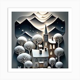 Village In The Snow Art Print