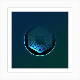 Geometric Neon Glyph on Jewel Tone Triangle Pattern 422 Art Print