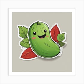 Green Cucumber Sticker Art Print