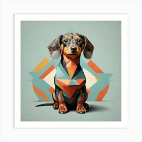 Geometric Art Dachshund 1 Art Print