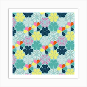 Clovers And Clover Patterns Square Art Print