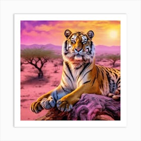 Tiger In The Desert 1 Art Print