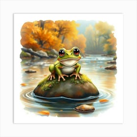 Frog on A Rock Art Print