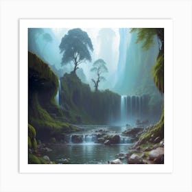 Waterfall In The Forest 1 Art Print