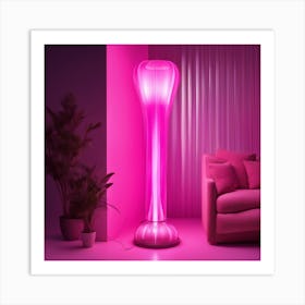 Furniture Design, Tall Lamp, Inflatable, Fluorescent Viva Magenta Inside, Transparent, Concept Produ (1) Art Print