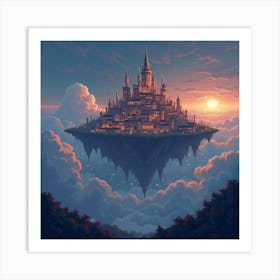 A Glowing City Floating Above The Clouds In A Magical Realm 1 Art Print