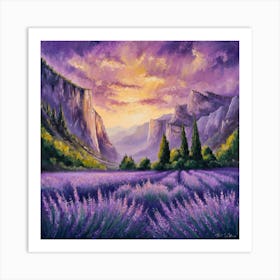 Lavender Field At Sunset Art Print