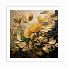 Golden Flowers Art Print