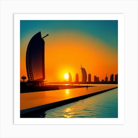 Sunset In Dubai Art Print