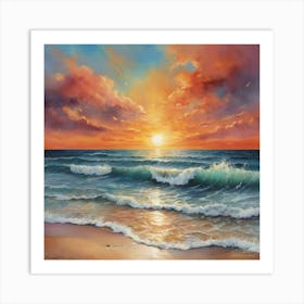 Sunset Over The Sea Art Print 0 Art Print