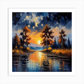 Sunset By The River 11 Art Print