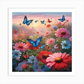 Butterfly Garden At Dawn 1 Art Print