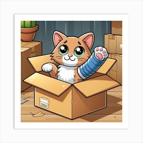 Cat In A Box 4 Art Print