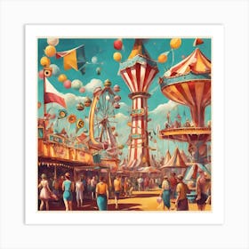 Dreamscape Extravaganza Whimsical Wonders At The Surreal Carnival Art Print