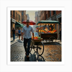 Man With A Cart Art Print