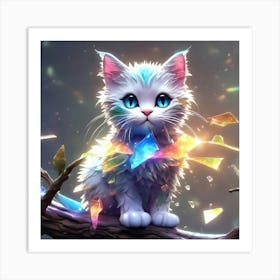 Cat With Crystals Art Print