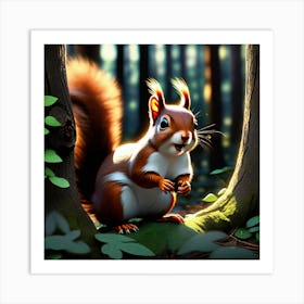 Squirrel In The Forest 157 Art Print