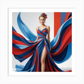 Blue And Red Dress 1 Art Print