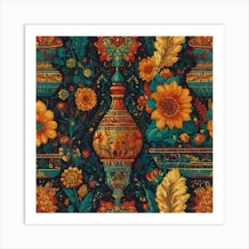 Turkish Floral Wallpaper Art Print