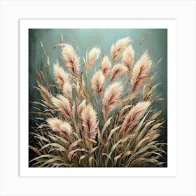 Flower Motif Painting Fountain Grass Art Print Art Print