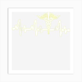 Ekg Signal Ecg Pulse Medical Sign Caduceus Symbol Heartbeat Art Print