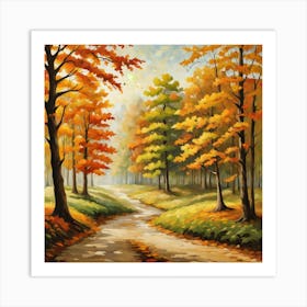 Forest In Autumn In Minimalist Style Square Composition 35 Art Print