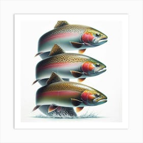 Three Trout Fish Cabin Kitchen Decor Art Print