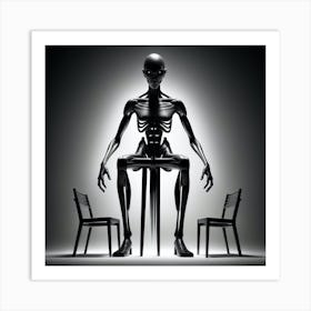 Skeleton Sitting On A Chair 4 Art Print