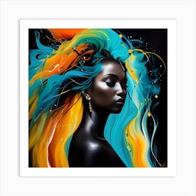 Woman With Colorful Hair Art Print