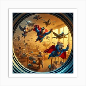 Superman In The Nursery 1 Art Print