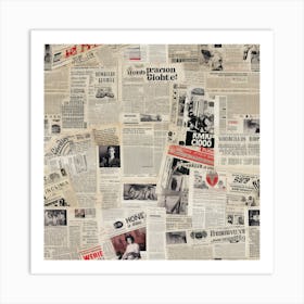 Newspaper Collage 2 Art Print