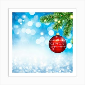 Christmas Tree Ball Background Holiday Merry Celebration Pine Ornament Glow Happy Design (15) Art Print