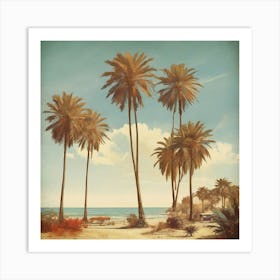 Palm Trees On The Beach Art Print