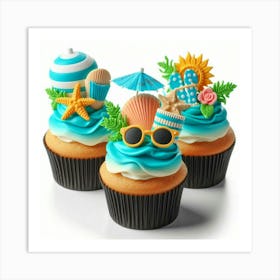 Beach Themed Cupcakes Art Print