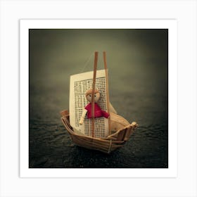 Firefly Stick, Doll, Sad, Expression, Paper, Boat, Newspaper, Gloomy, Background, Melancholy, Minima (10) Art Print