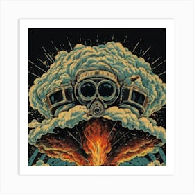 Wooden hut left behind by an atomic explosion Art Print