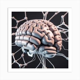 Brain On A Black Background Art Print