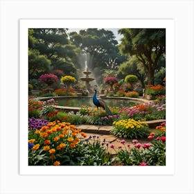 Peacock In The Garden 4 Art Print