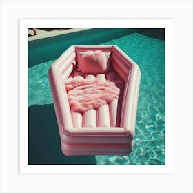 Pink floaty Coffin Bed Art Print