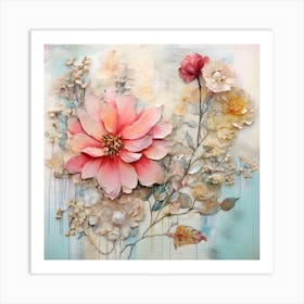 Vintage Pastel Flowers 15 Art Print