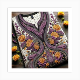 Embroidered dress for girls Art Print