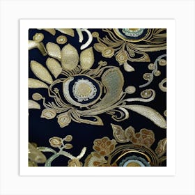 Gold Embroidered Fabric 1 Art Print