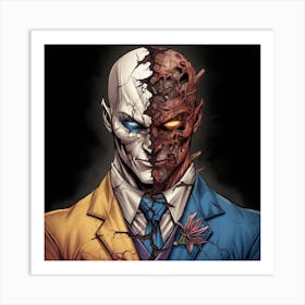 Richardvachtenberg The Voice Of Two Face Torn Between His Dual Art Print